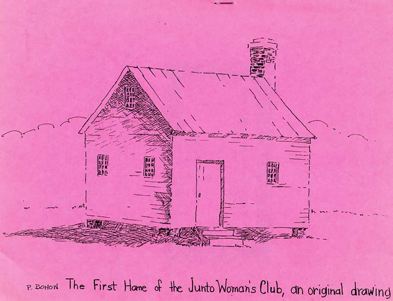 Drawing by Pat Bohon of first meeting place.